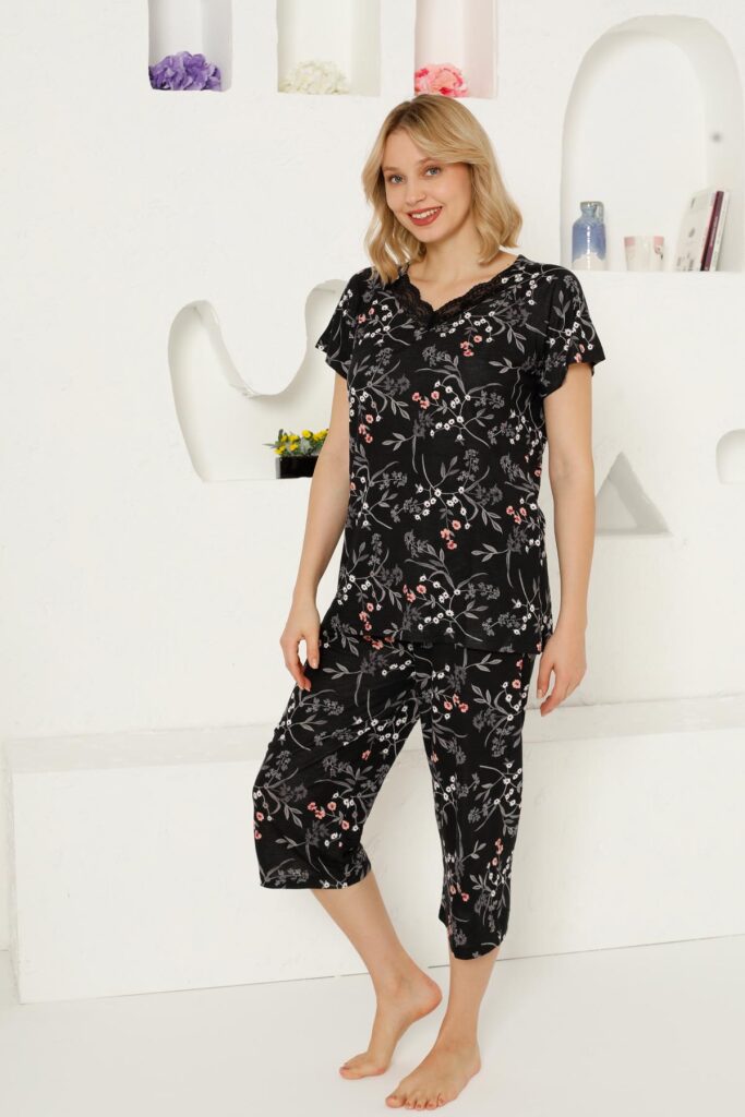 Bahar Dalı Bermuda Bayan Pijama Takımı 2707B - 1