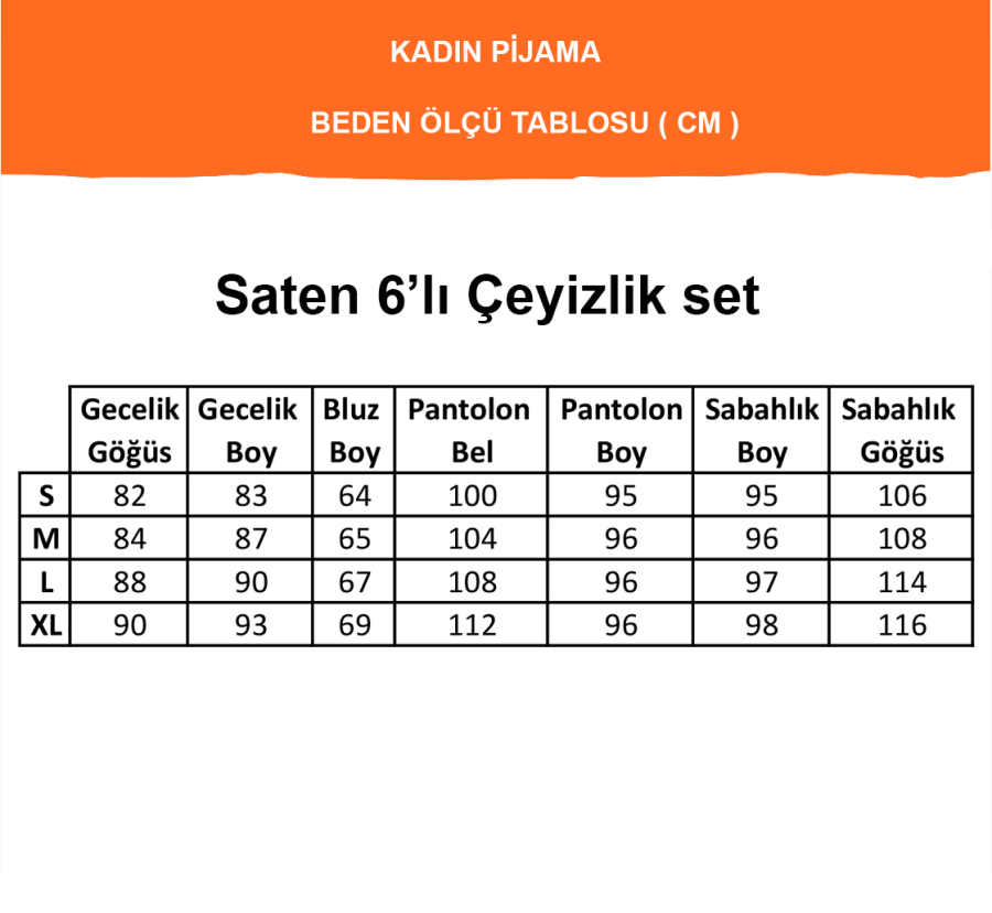 Bianca Saten Siyah 6 Lı Gecelik Sabahlık Çeyiz Seti 8001 - 6