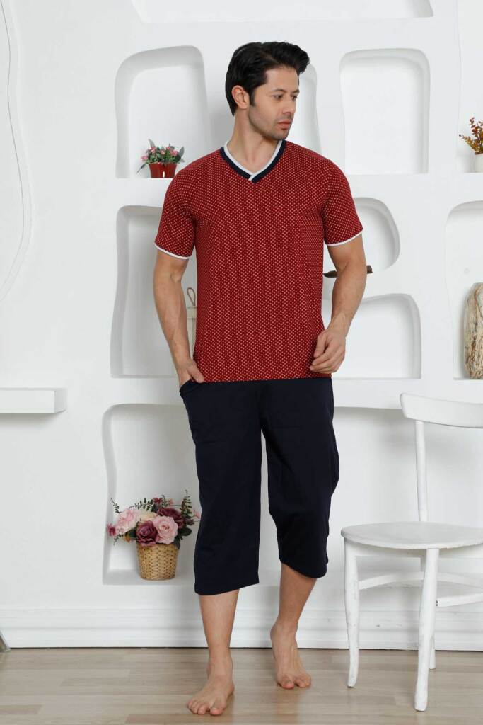 Bordo Bermuda Erkek Pijama Takımı 1199B - 3