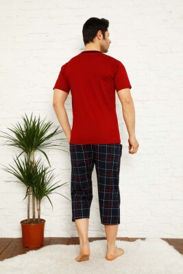 Bordo Ekoseli Bermuda Erkek Pijama Takımı 1167B - 5