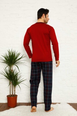 Bordo Ekoseli Uzun Kollu Erkek Pijama Takımı 1167UY - 4