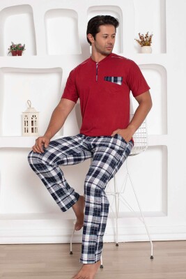 Bordo Kareli Uzun Kollu Erkek Pijama Takımı 1207KY - Alimer