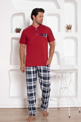 Bordo Kareli Uzun Kollu Erkek Pijama Takımı 1207KY - 3