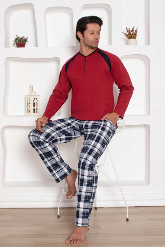 Bordo Kareli Uzun Kollu Erkek Pijama Takımı 1206UY - 3