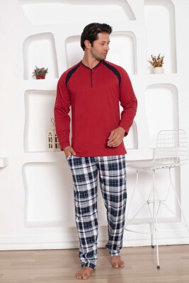 Bordo Kareli Uzun Kollu Erkek Pijama Takımı 1206UY - 2