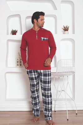 Bordo Kareli Uzun Kollu Erkek Pijama Takımı 1207UY - 3
