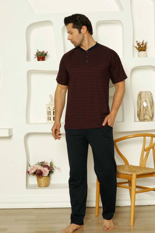 Bordo Kısa Kollu Erkek Pijama Takımı 1198KY - 2