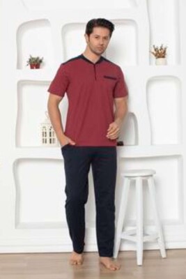 Bordo Kısa Kollu Erkek Pijama Takımı 1203KY - Alimer