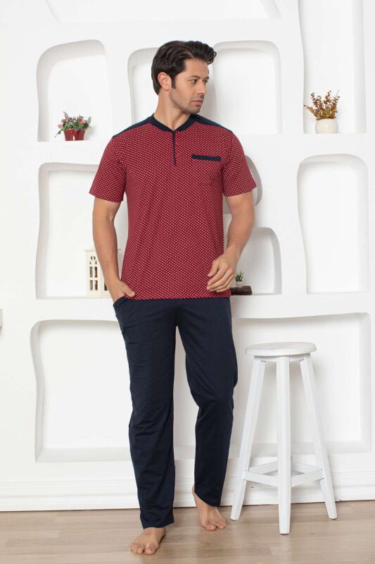 Bordo Kısa Kollu Erkek Pijama Takımı 1203KY - 3