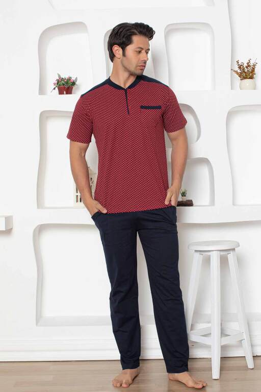 Bordo Kısa Kollu Erkek Pijama Takımı 1203KY - Alimer (1)