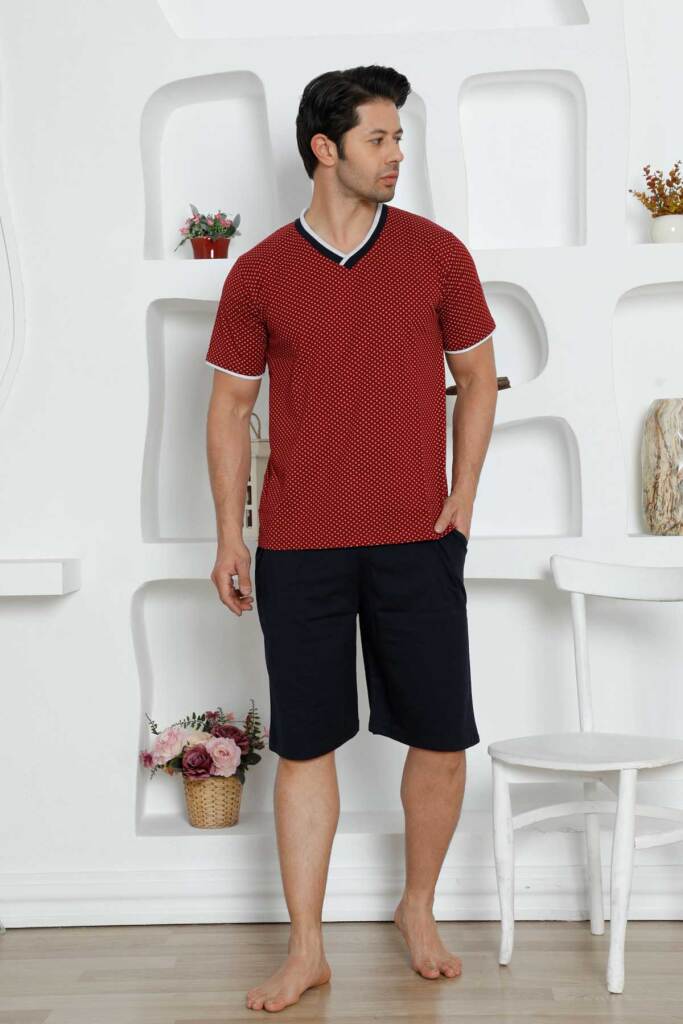 Bordo Şortlu Erkek Pijama Takımı 1199ŞT - 3