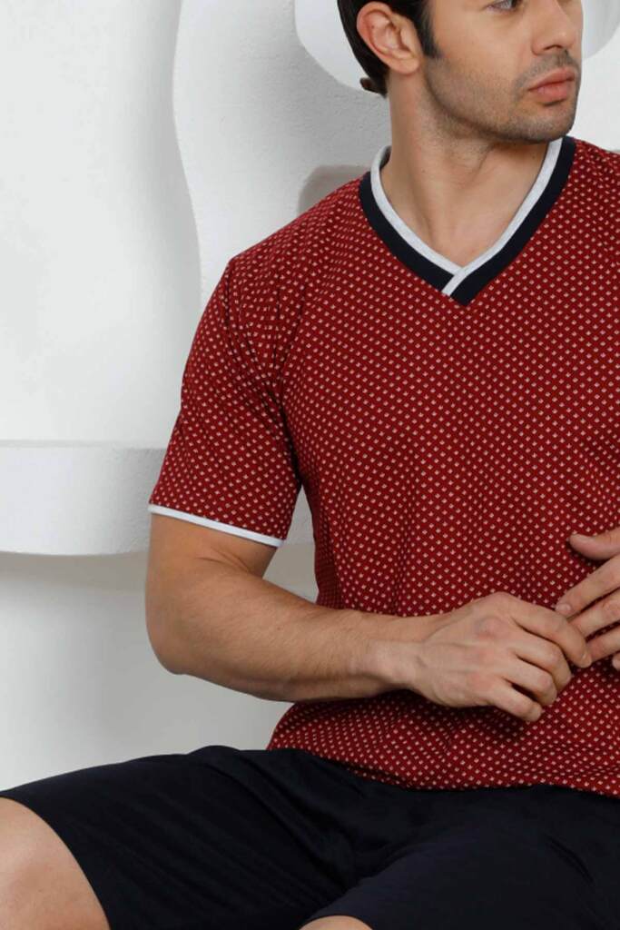 Bordo Şortlu Erkek Pijama Takımı 1199ŞT - 2