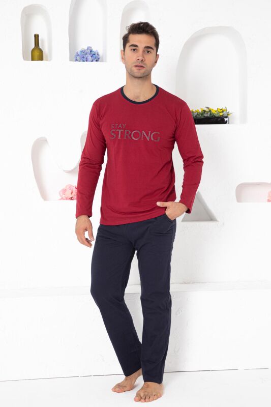 Bordo Uzun Kollu Erkek Pijama Takımı 1197UY - 1