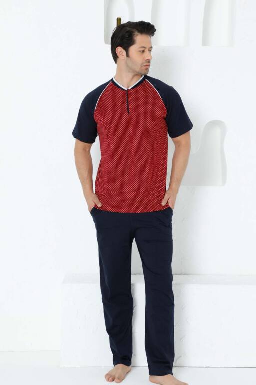 Bordo Kısa Kollu Erkek Pijama Takımı 1200KY - 3