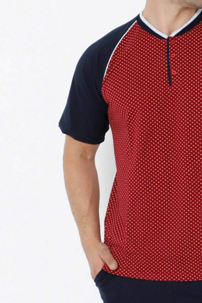 Bordo Kısa Kollu Erkek Pijama Takımı 1200KY - 2