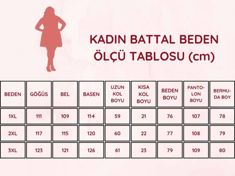 Büyük Beden Bayan Pijama Takımı - Pembe Çiçek Desen Uzun Kol Likralı Viskon 2859UYB - 5