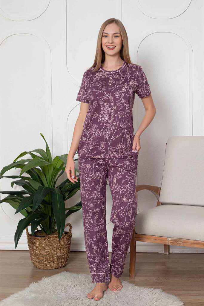 Çiçek Desenli Penye Bayan Pijama Takımı 2766KY - 4