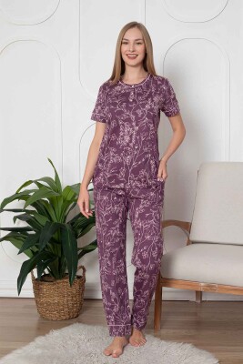 Çiçek Desenli Penye Bayan Pijama Takımı 2766KY - Alimer