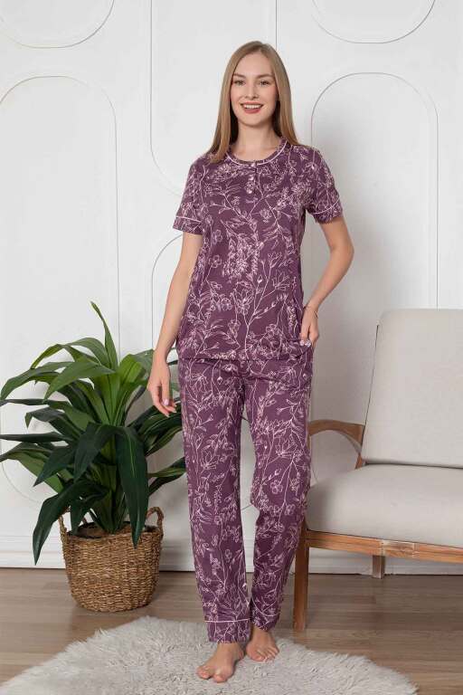 Çiçek Desenli Penye Bayan Pijama Takımı 2766KY - 4