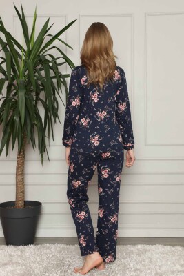 Çiçek Desenli Düğmeli Uzun Kollu Bayan Pijama Takımı 2579UY - 5