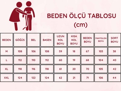 Çizgili Desenli Kadın Pijama Takımı - Gri Nakışlı Detaylı Kışlık Penye 034UK - Alimer (1)