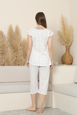 Desenli Kadın Pijama Takımı - Kelebek Fırfırlı kol Likralı Viskon Bermuda 2840B - 5