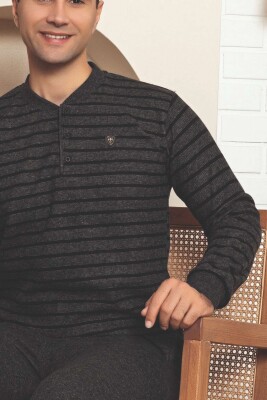 Erkek Eşofman Pijama Takımı - Füme Kışlık Şardonlu Selanik Kumaş 1220UK - 4