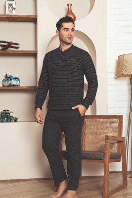 Erkek Eşofman Pijama Takımı - Füme Kışlık Şardonlu Selanik Kumaş 1220UK - 5