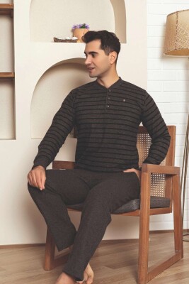 Erkek Eşofman Pijama Takımı - Kahverengi Kışlık Şardonlu Selanik Kumaş 1220UK - 4