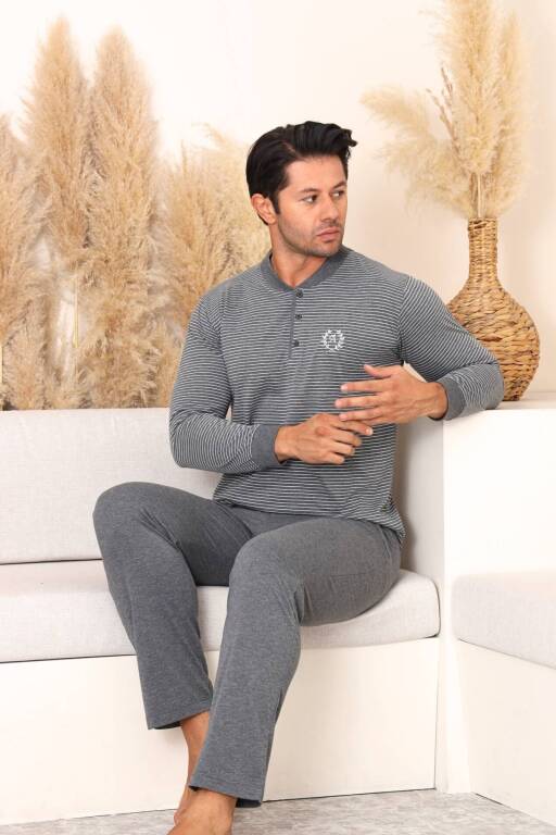 Erkek Pijama Takımı - Antrasit Uzun Kollu Penye 1219UY - Alimer (1)