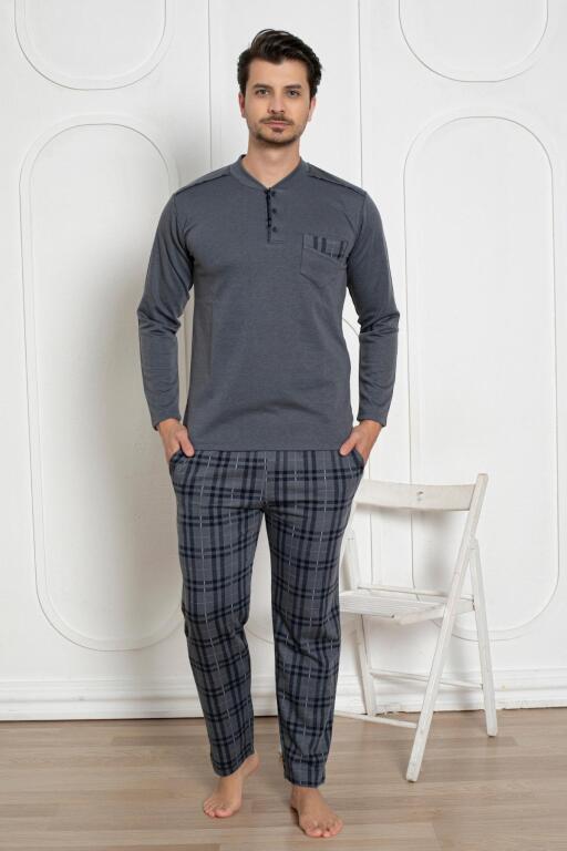 Erkek Pijama Takımı - Füme Kışlık Şardonlu Jakarlı Kumaş 1211UK - 3
