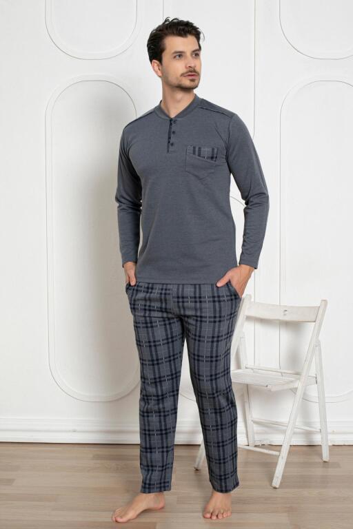 Erkek Pijama Takımı - Füme Kışlık Şardonlu Jakarlı Kumaş 1211UK - 4