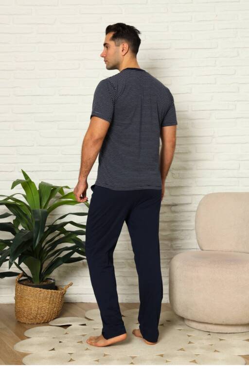 Erkek Pijama Takımı - Lacivert Kısa Kollu Penye 1219KY - 4