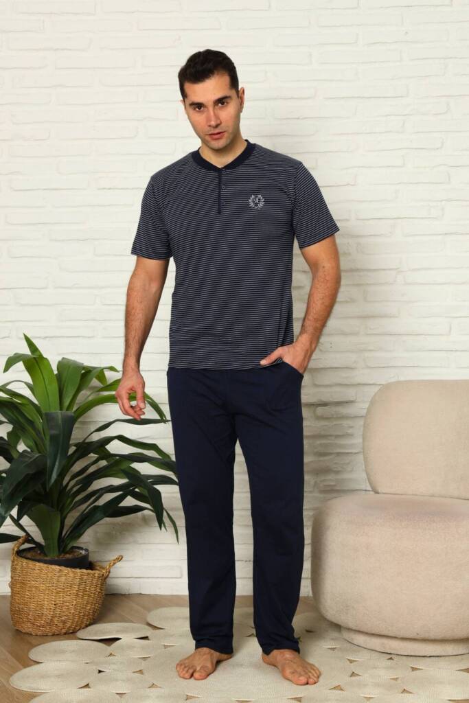 Erkek Pijama Takımı - Lacivert Kısa Kollu Penye 1219KY - 3