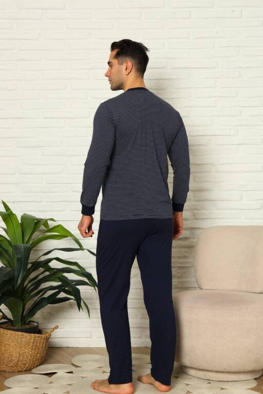 Erkek Pijama Takımı - Lacivert Uzun Kollu Penye 1219UY - 4