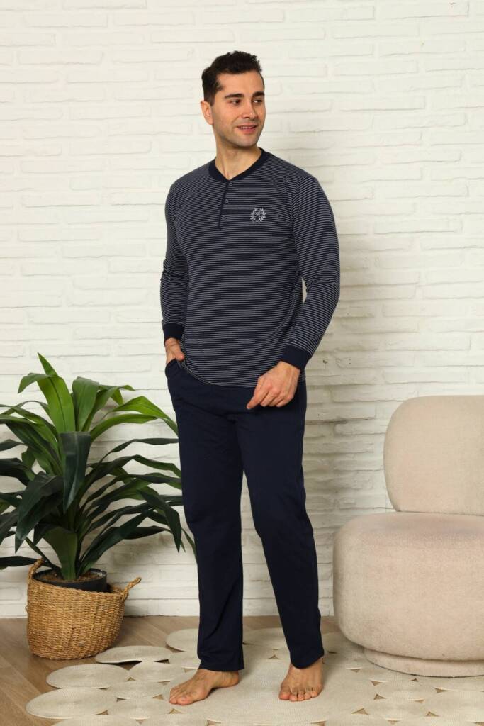 Erkek Pijama Takımı - Lacivert Uzun Kollu Penye 1219UY - 2