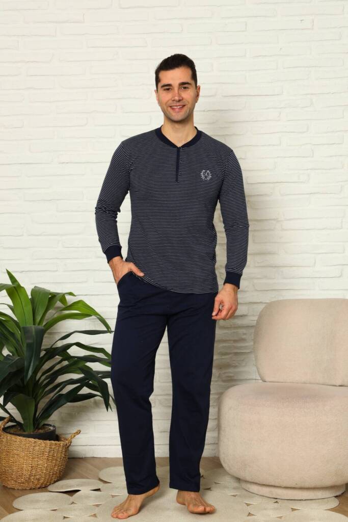 Erkek Pijama Takımı - Lacivert Uzun Kollu Penye 1219UY - 3