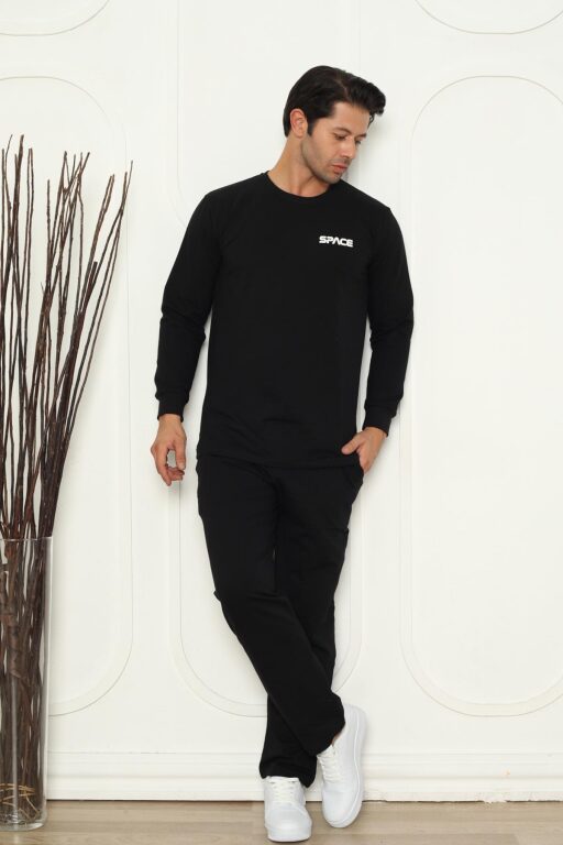 Erkek Pijama Takımı - Lacivert Space Likralı Penye 1209UKL - Alimer