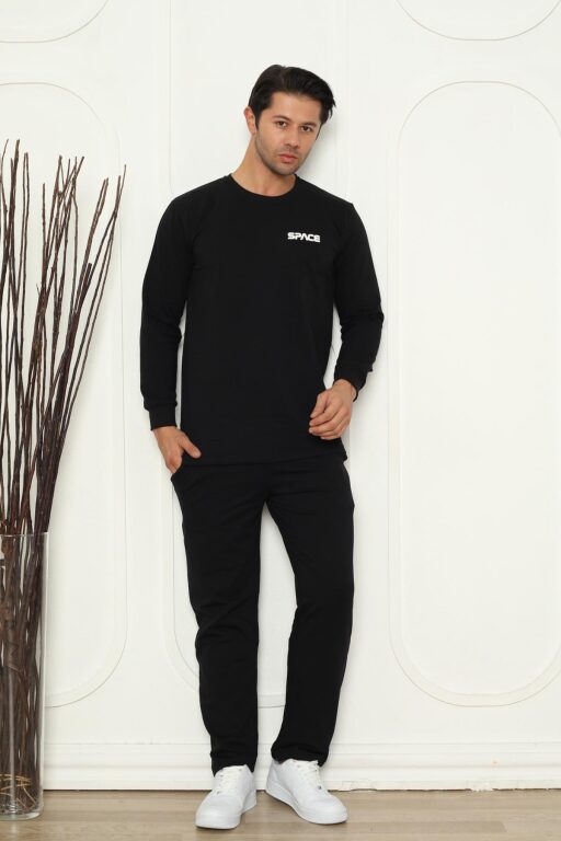 Erkek Pijama Takımı - Lacivert Space Likralı Penye 1209UKL - Alimer (1)