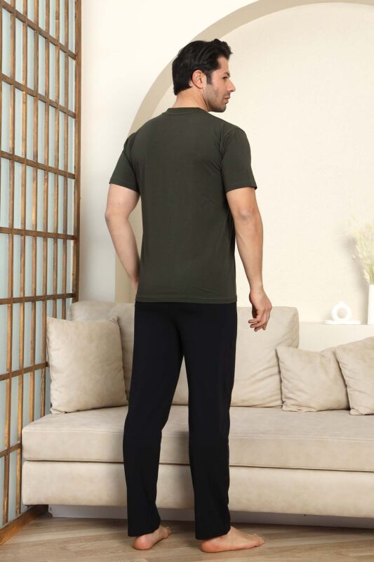 Erkek Pijama Takımı - Yeşil Arma 3 lü Kutulu Nakışlı Likralı Kısa Kollu Penye 1103 - 6