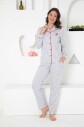 Gri Çizgili Gömlek Penye Pijama Takımı 2568UY - 3