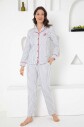 Gri Çizgili Gömlek Penye Pijama Takımı 2568UY - 4