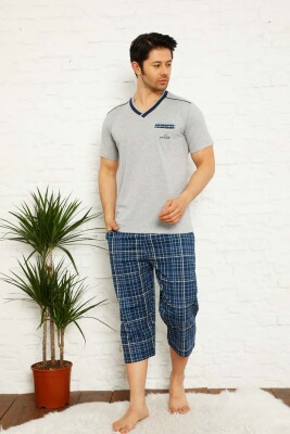 Gri Ekoseli Bermuda Erkek Pijama Takımı 1167B - 1