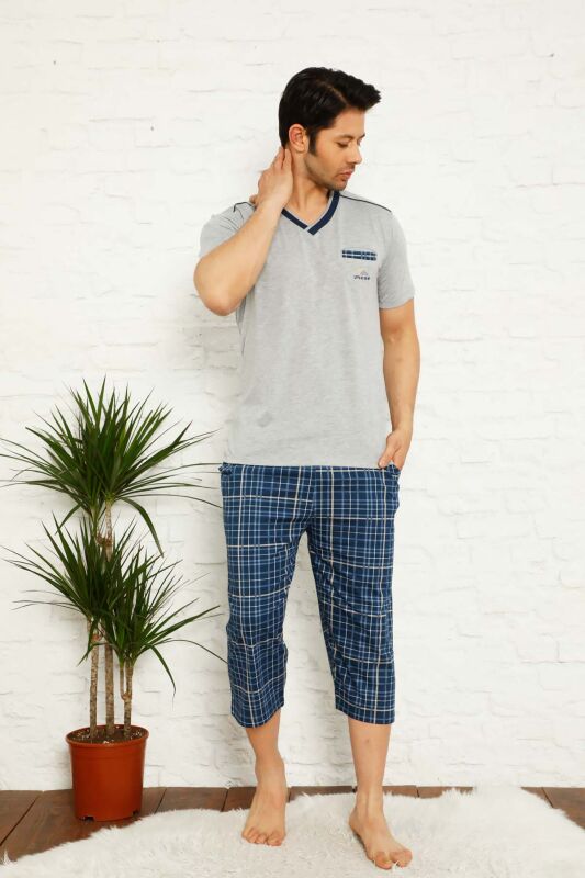 Gri Ekoseli Bermuda Erkek Pijama Takımı 1167B - 2