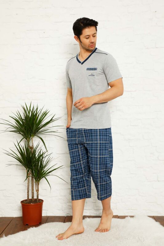 Gri Ekoseli Bermuda Erkek Pijama Takımı 1167B - 3