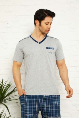 Gri Ekoseli Bermuda Erkek Pijama Takımı 1167B - 4