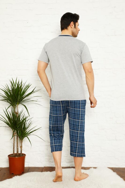 Gri Ekoseli Bermuda Erkek Pijama Takımı 1167B - 5