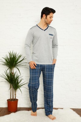 Gri Ekoseli Uzun Kollu Erkek Pijama Takımı 1167UY - 3