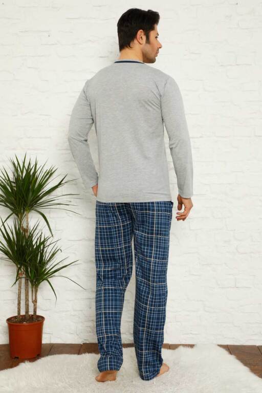 Gri Ekoseli Uzun Kollu Erkek Pijama Takımı 1167UY - 4