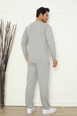 Kışlık Erkek Pijama Takımı - Gri İki İplik Likralı 1209UKL - 3